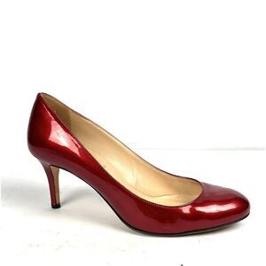 PANCALDI For Diane B. Italy Cherry Red Patent Leather Heels Pumps EUR 39 US 8,5